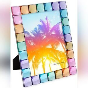 Isaac Jacobs Decorative Sparkling Jewel Picture Frame in Pastel Rainbow, 5x7